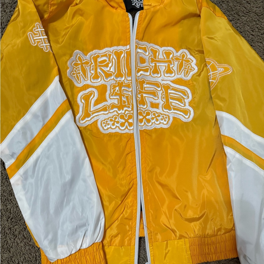 Yellow and White Graphic Jacket